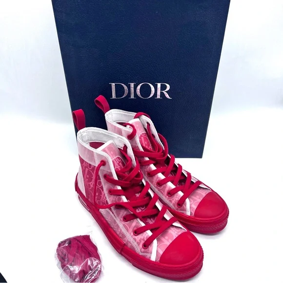 Dior Men's Dior High Tops Red Converse Dior Sneakers B23 Red